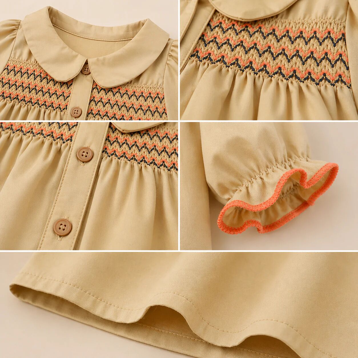 Robe Bébé Fille À Smocks Brodés  thumbnail 3