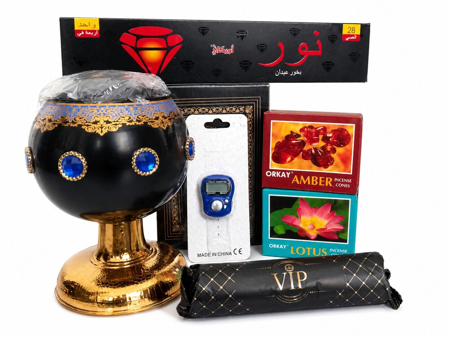 Pack Encens & Brûleur Luxe – Bakhoor Noor & Cônes Parfumés Orkay