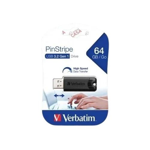 Clé Usb Verbatim Pinstripe 64 Go – Noir – Rétractable & Fiable
