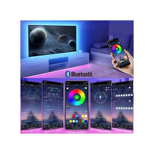 Led 5m Intelligente Toutes Couleur Avec Télécommande Et Application Mobile Bluetooth Avec Fonction Ambiance Music
