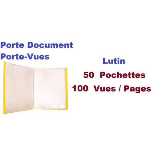 Porte-Vues Polypropylène 100 Vues Jaune – Ouverture 180° Souple
