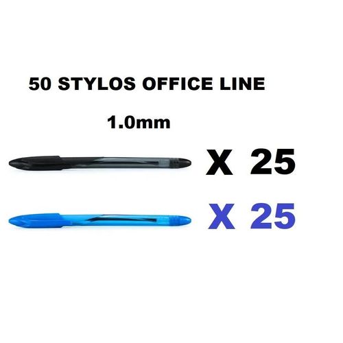 Lot De 50 Stylos-bille Bleu & Noir 1 Mm – Encre Fluide Basse Viscosité