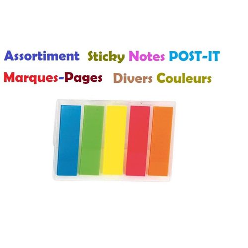 Assortiment Post-it Sticky Note Couleurs Mixte, Forme 42x12mm
