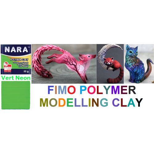 Patte Argile Fimo Polymer Clay Modelling, Vert Néon, Cuire Four, Toute Réalisation thumbnail 3