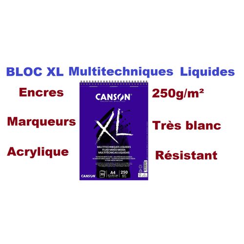 Bloc Xl Fluid Mixed Media 30 Feuilles A4 - Blanc