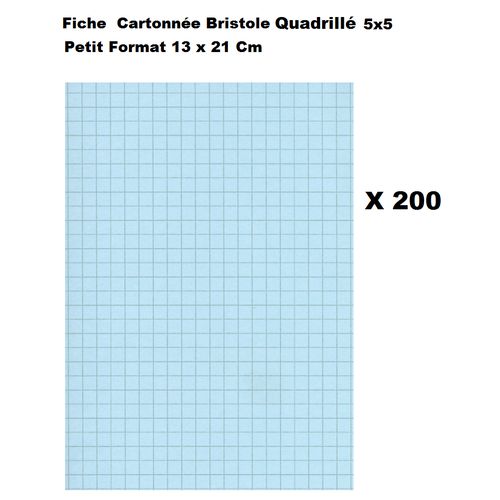 Lot Economique 200 Fiches Cartonnés Quadrillées-13 X 21cm - Bleu