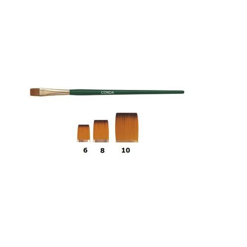 Lot De 3 Pinceaux Plats N°10/8/6 Poils Synthétiques Pour Acrylique Et Huile
