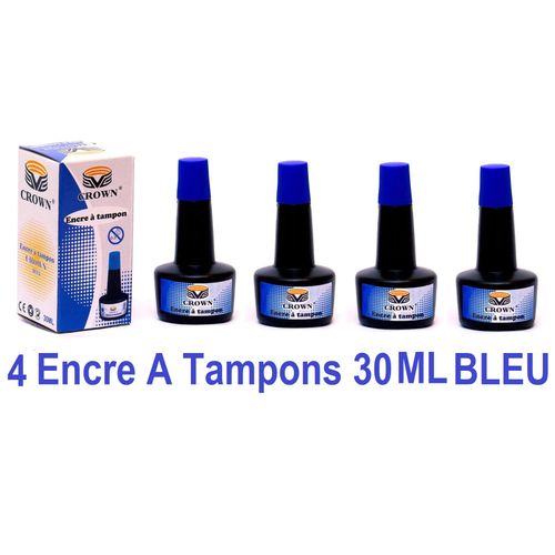 Lot De 4 Flacons Encre À Tampon 30 Ml Bleu Recharge Cachet