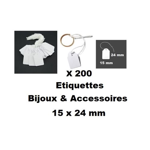 200 Étiquettes Pour Bijoux & Accessoires, En Carton Avec Fil D'attache,15 X 24mm