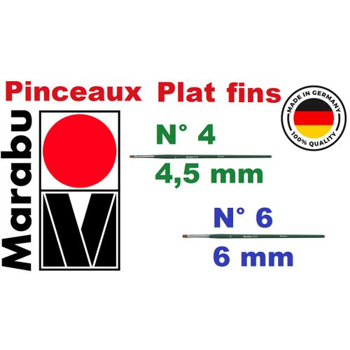 Lot De 2 Pinceaux Fino Plats N°4 Et N°6 Qualité Spéciale Toutes Peintures