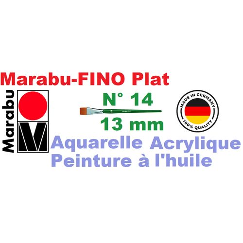Pinceau Plat Marabu Fino N°14 13 Mm Qualité Spéciale Toutes Peintures