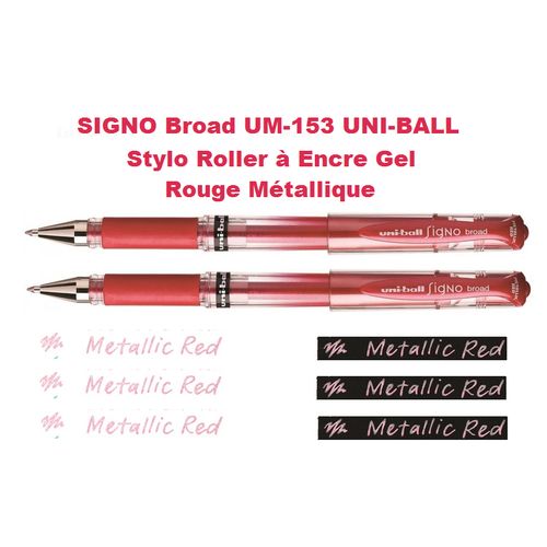 Lot De 2 Stylos Gel Rouge Signo Um-153 Pointe 1 Mm Métal 0,65 Mm