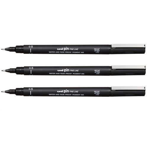 Lot De 3 Stylos-feutres De Précision - Pointe Calibrée - 0,5 Mm - Noir