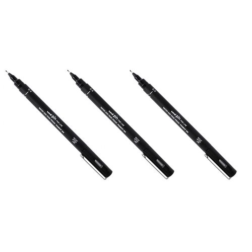 Lot De 3 Stylos-feutres De Précision - Pointe Calibrée - 0,4 Mm - Noir