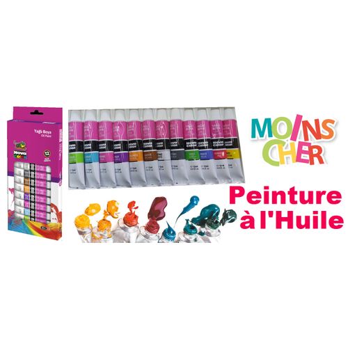Boîte De 12 Tubes Peinture À L’huile 12 Ml Haute Qualité Pigmentée Non Toxique