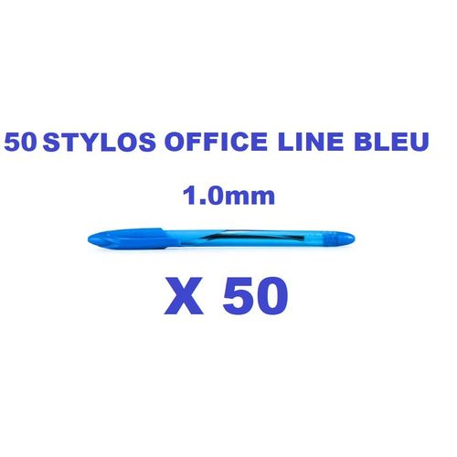 Lot De 50 Stylos-bille Bleus Pointe 1 Mm Encre Fluide Basse Viscosité