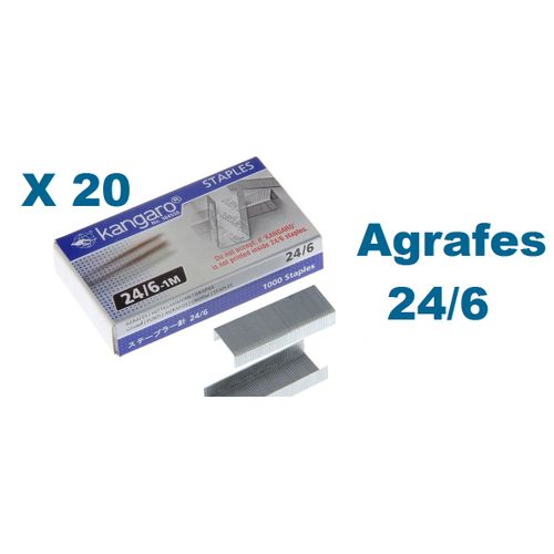 Lot De 20 Boîtes De 1000 Agrafes 24/6 Résistantes Solides Bureau Et Maison