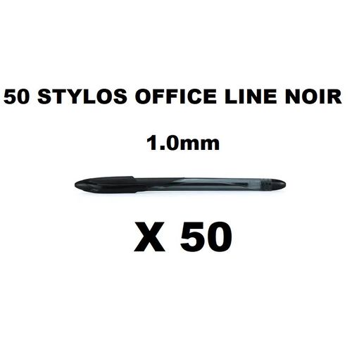 Lot De 50 Stylos-bille Noirs Pointe 1 Mm Encre Fluide Basse Viscosité