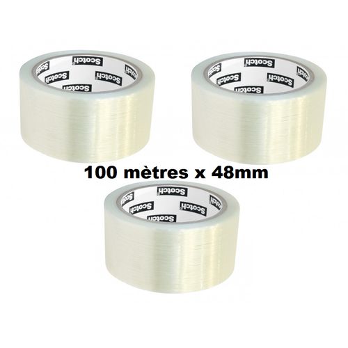 Lot 3 Scotchs Emballages Rouleau Adhésifs Silencieux Transparents 100 Mètres X 48mm