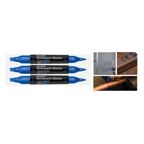 Lot De 3 Marqueurs Permanents Double Pointe Toutes Surfaces