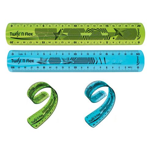 Lot De 2 Règles 20 Cm Twist’n Flex Incassables Vert Et Bleu