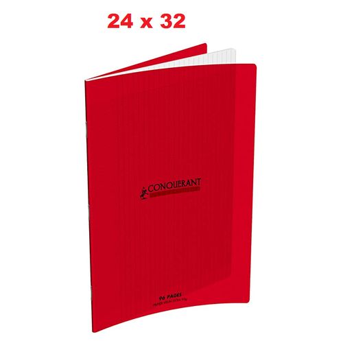Cahier Polypro 24x32 Cm – 96 Pages – 90 G/m² – Couverture Plastifiée -rouge