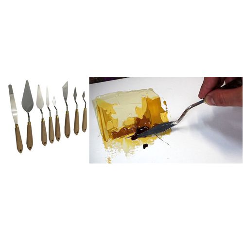 Set de 8 Couteaux à Palette – Métal, Manche en Bois