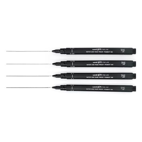 ot de 4 Stylos Feutres de Précision Noirs – Pointes Fines 0,03 / 0,05 / 0,1 / 0,2 mm