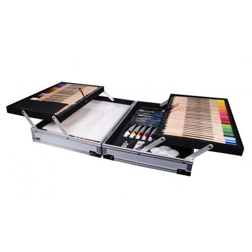 Coffret Artiste Kit Complet, Valise Métal 122 Pièces Tout Techniques Beaux-arts