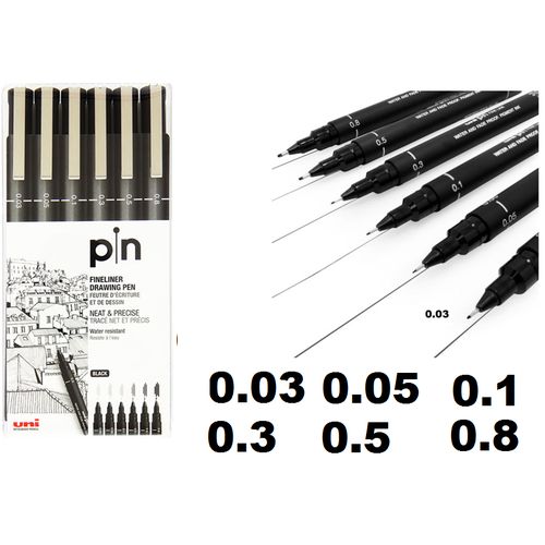 Set De 6 Stylos Fineliner Noirs Pour Écriture, Dessin & Croquis