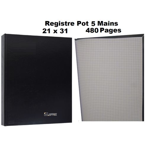 Registre Pot 5 Mains, Couverture Rigide Noire