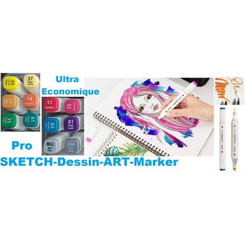 12 Pro-dessin-art-marker Essentiel N° 4, Hautement Pigmentés, Vibrants, 2 Pointes