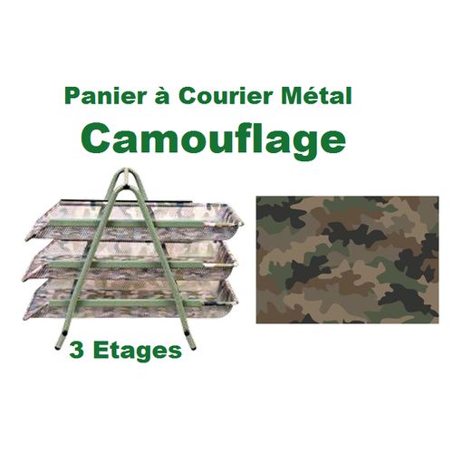 Paniers Courrier 3 Étages Métal Camouflage, Organiseur Bureau, Documents Lettres..