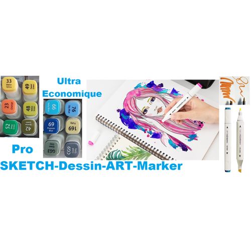 12 Pro-dessin-art-marker Essentiel N° 3, Hautement Pigmentés, Vibrants, 2 Pointes