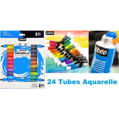 24 Tubes Peinture Aquarelle 12ml, Facile À Délayer, Profondeur De Ton, Transparence