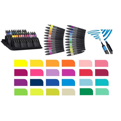Trousse Avec 24 Pro-marqueur Etudiant Designer: Ensemble Équilibré Variés De Tons