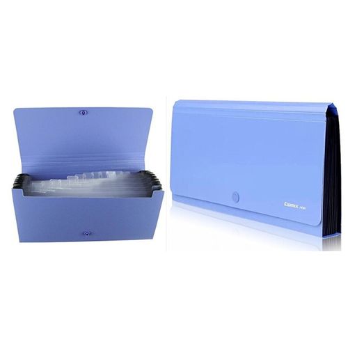 Comix Porte Coupon-billet Extensible Avec Bouton-pression F4303,13 Poches Bleu