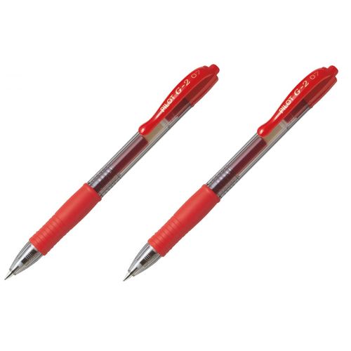 Lot 2 Stylos Roller Classique Gel G-2 Rouge- Pointe Moyenne 0,7 Mm, Rechargeable