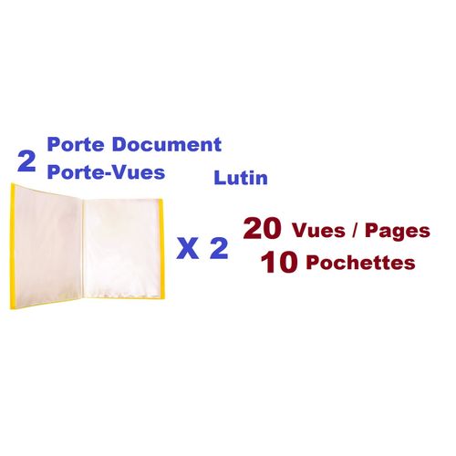 Lot de 2 porte-vues souples 20 vues pour documents.