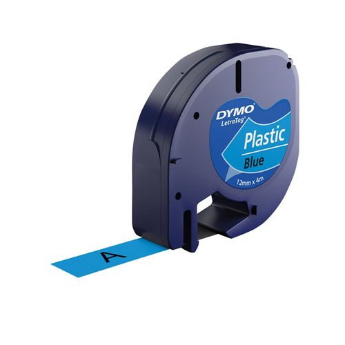 Cassette Ruban Étiqueteuse Letratag Fond Plastique Bleu Origine, 12mm X 4 Metres