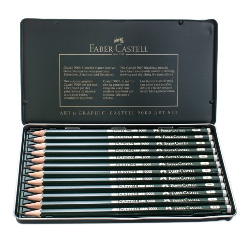 Faber Castel Boite Métallique Jeu De 12 Crayons Techniques Graphite 9000 Art Set