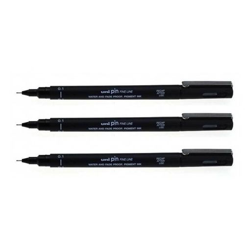 Lot de 3 stylos-feutres de précision à pointe fine 0,1 mm, noirs