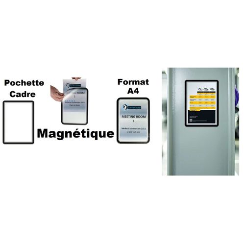 Pochettes Cadre Noir A4 Pvc Dos Magnétique,maintien Parfait Des Documents