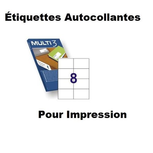 Étiquettes Adhésives Impression Multi 3,blanches, 105x74 Mm, 100 Feuilles, 800 Pcs