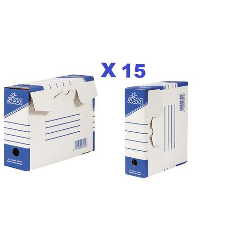 Sicla 15 Boites Archive Moyen 347x250 Dos 10 Cm Standard,carton Ondulé Blanchi,a Plat