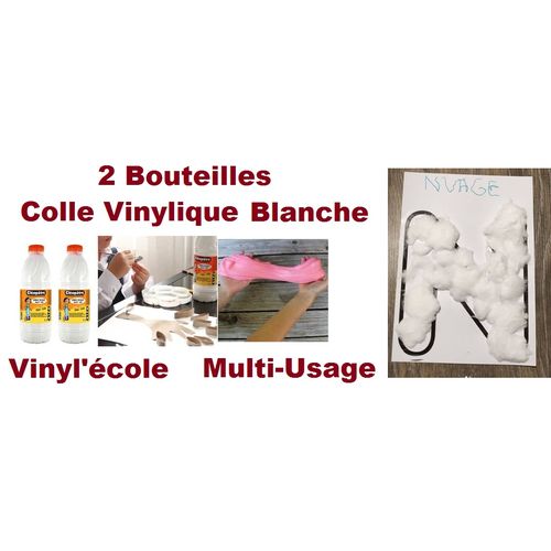 Cleopatre 2 Bouteilles Colle Vinylique Blanche-vinylécole-multi-usage Scolaire Et Art