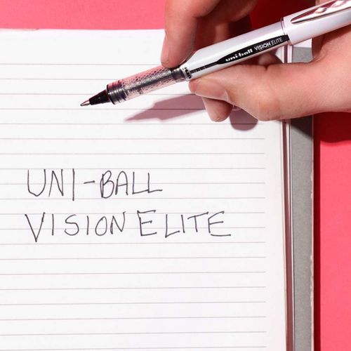 Uni Ball 2 Stylos Roller Pointe Métal 0.8 Encre Noir Vision Elite,ecriture Parfaite