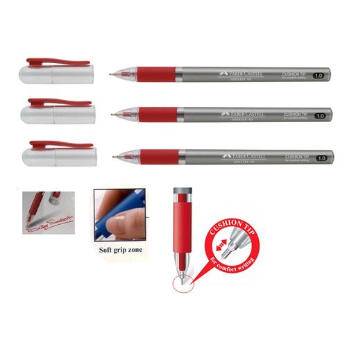 3 Stylos Bille Speedx Super Lisse 1.0 Mm Rouge, prise Souple, ecriture Confortable