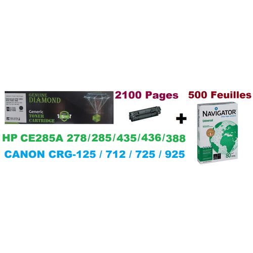 Toner compatible 2100 pages + rame de papier A4 80g (500 feuilles).