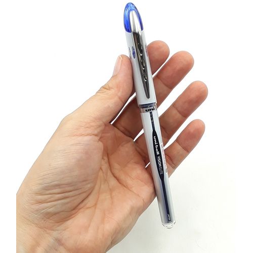 Uni Ball 2 Stylos Roller Pointe Métal 0.8 Encre Bleu Vision Elite,ecriture Parfaite thumbnail 2